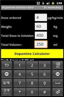 Dopamine Infusion Rate