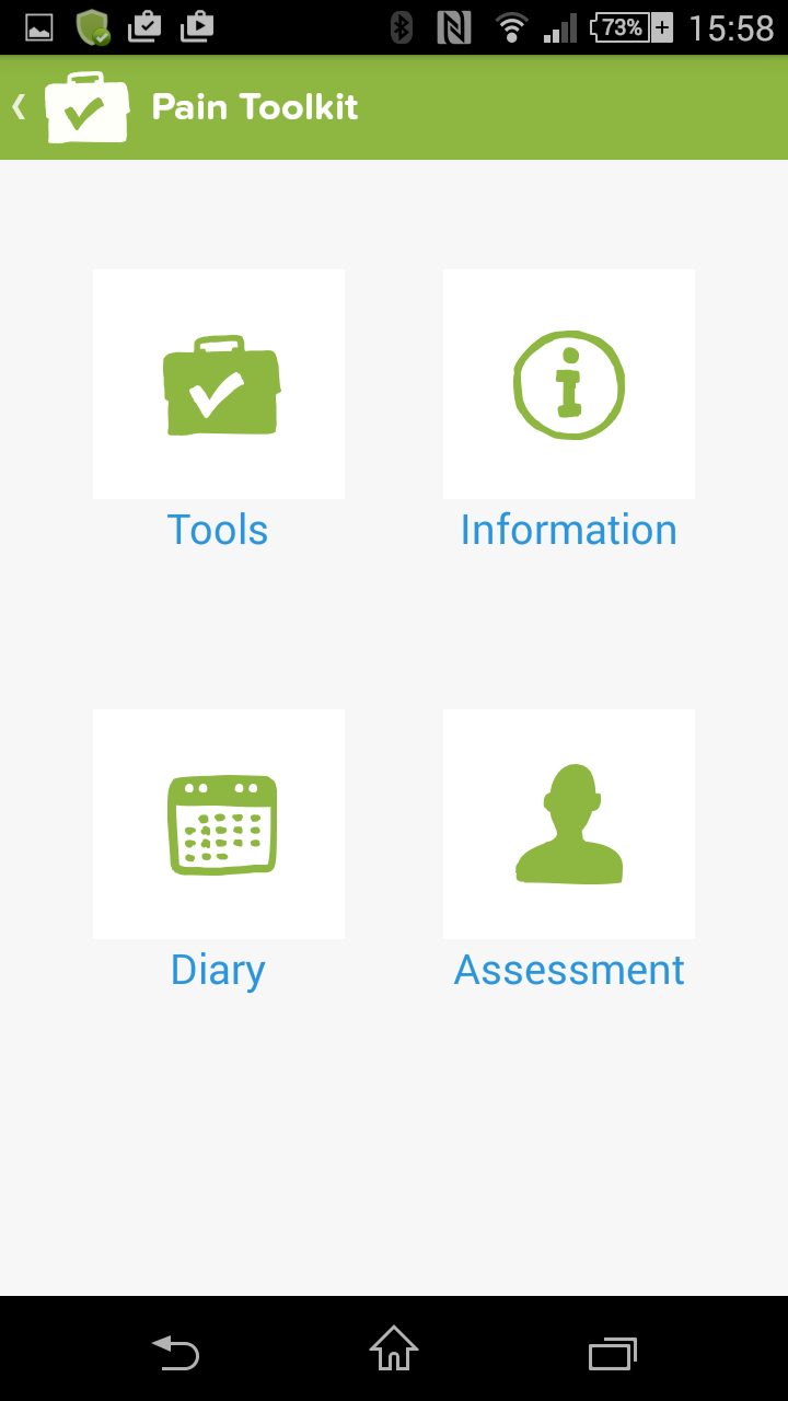 Pain Toolkit Screen 1