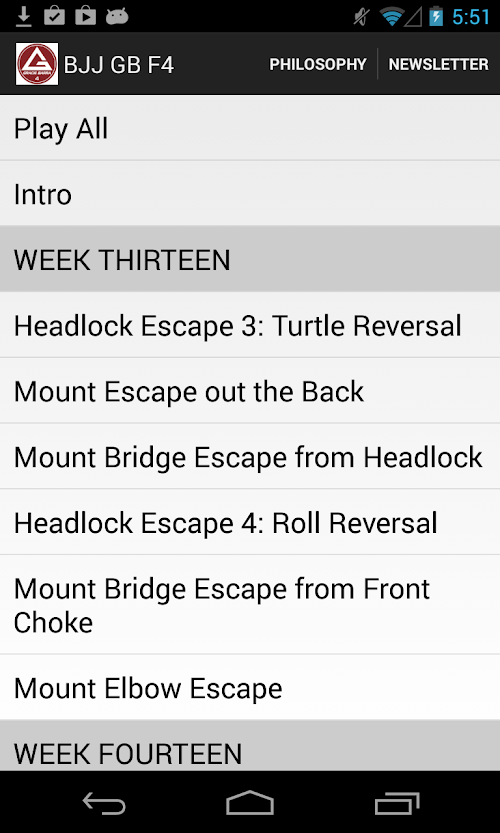 Android application Gracie Barra BJJ: Weeks 13-16 screenshort