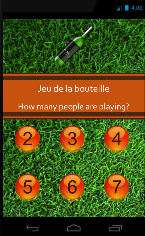 Android application Jeu de la bouteille screenshort