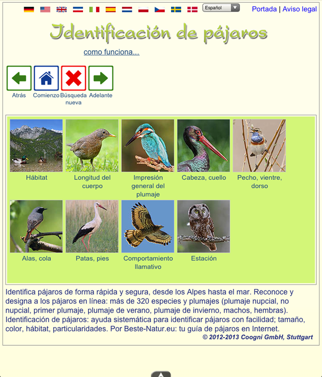Android application Identify Birds screenshort