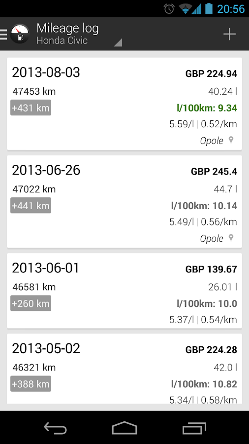 Fuelio Fuel log & costs Android Apps on Google Play