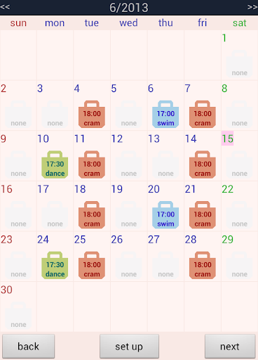 Lesson Calendar Widget