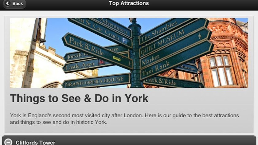 Inside York City Guide Screen 1