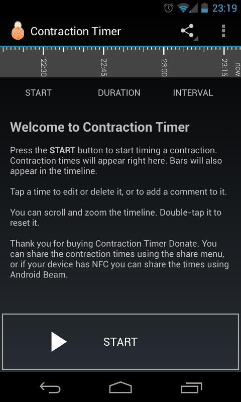 Contraction Timer — приложение на Android