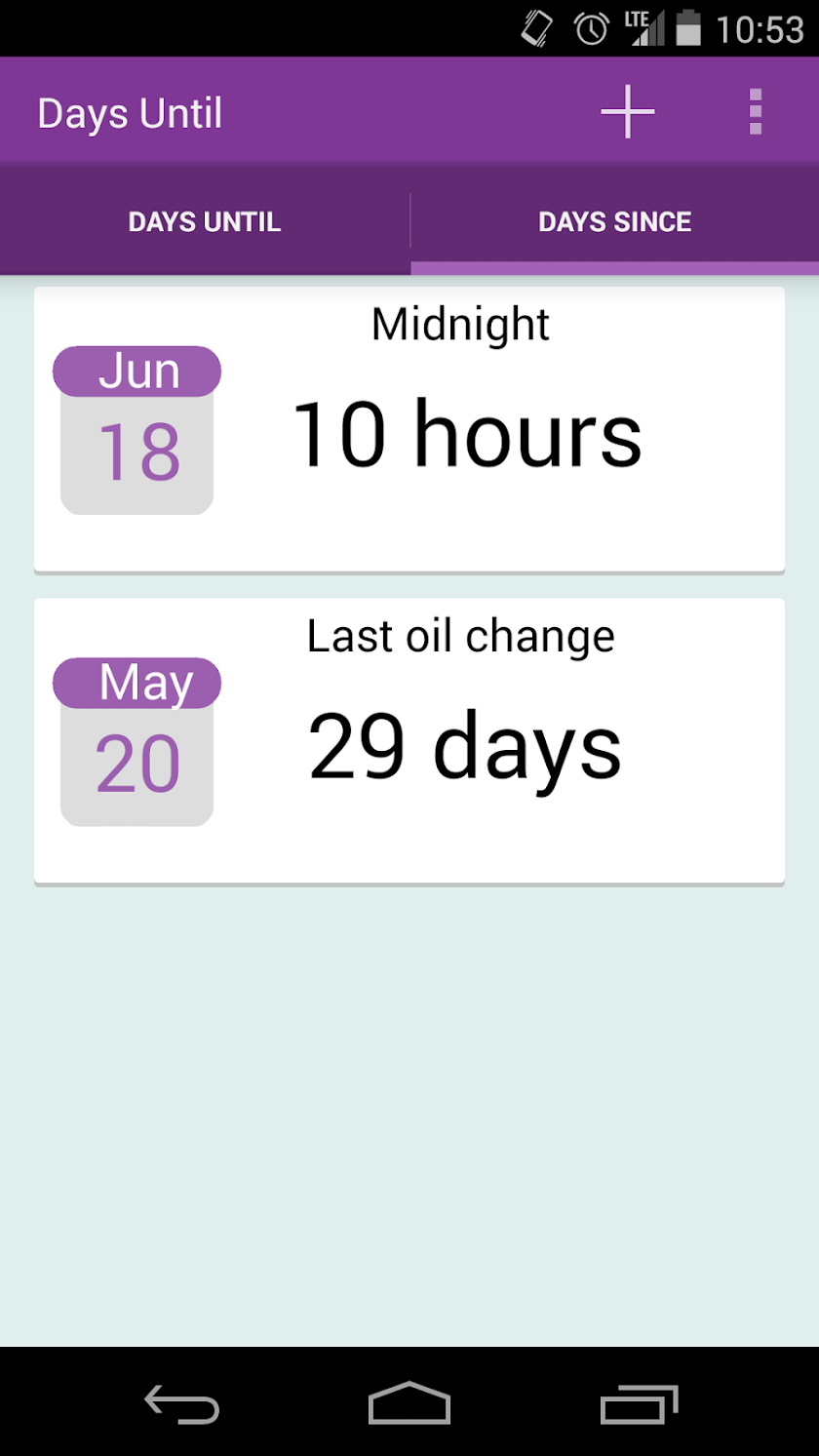Days Until (Cards UI) Screen 2