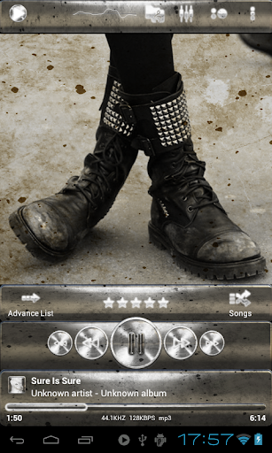 Poweramp skin GRUNGE 黑色 w