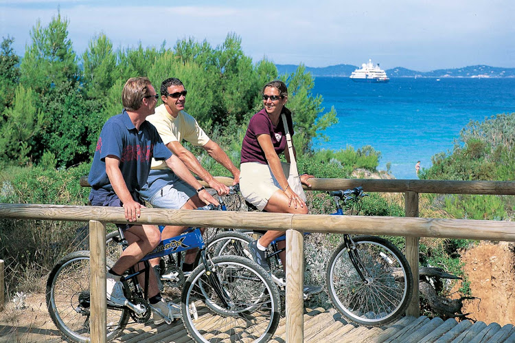 Get active! SeaDream provides bikes to guests for exploring interesting destinations on shore.