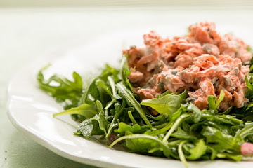 Salmon Salad on Arugula