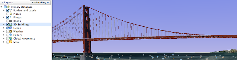 View of the Layers menu in Google Earth