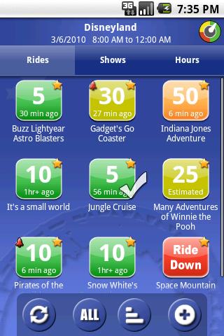 Android application Ride Hopper Park Wait Times screenshort