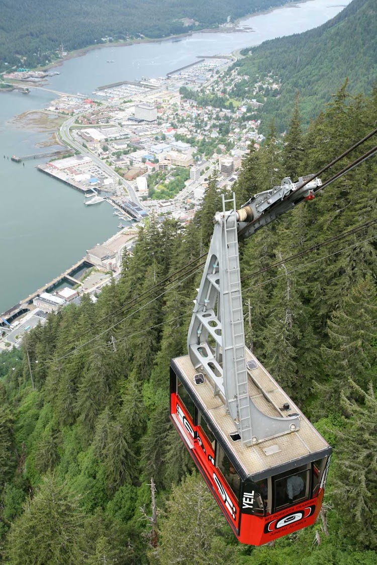 The view from the top of the Mt. Roberts Tram near Juneau, Alaska.