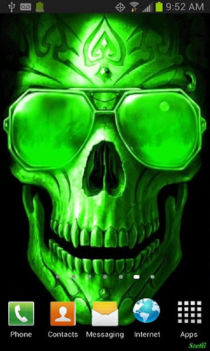 Green Fire Skull Live Wallpape