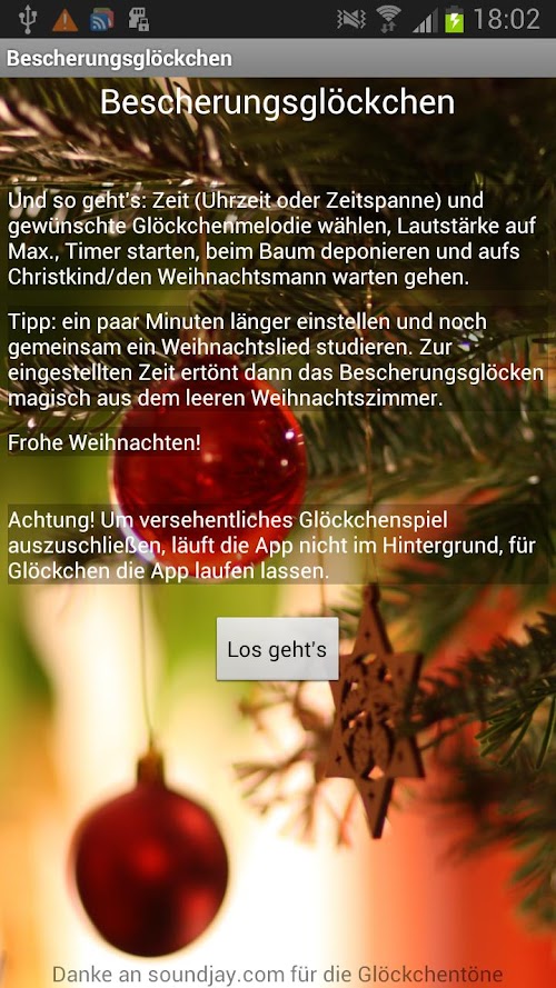 Android application The X-Mas Eve gift giving bell screenshort