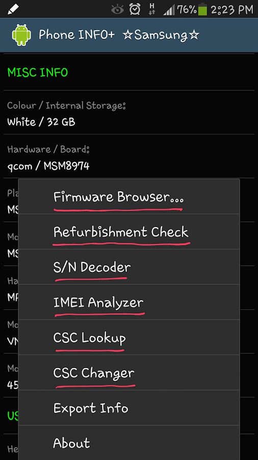 Phone INFO+ ★Samsung★ - screenshot