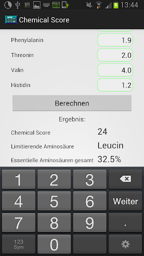 Chemical Score Rechner