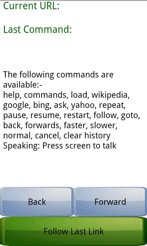 Speech Controlled Web Browser Screen 2