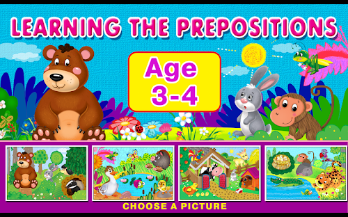 Android application Learning the prepositions screenshort