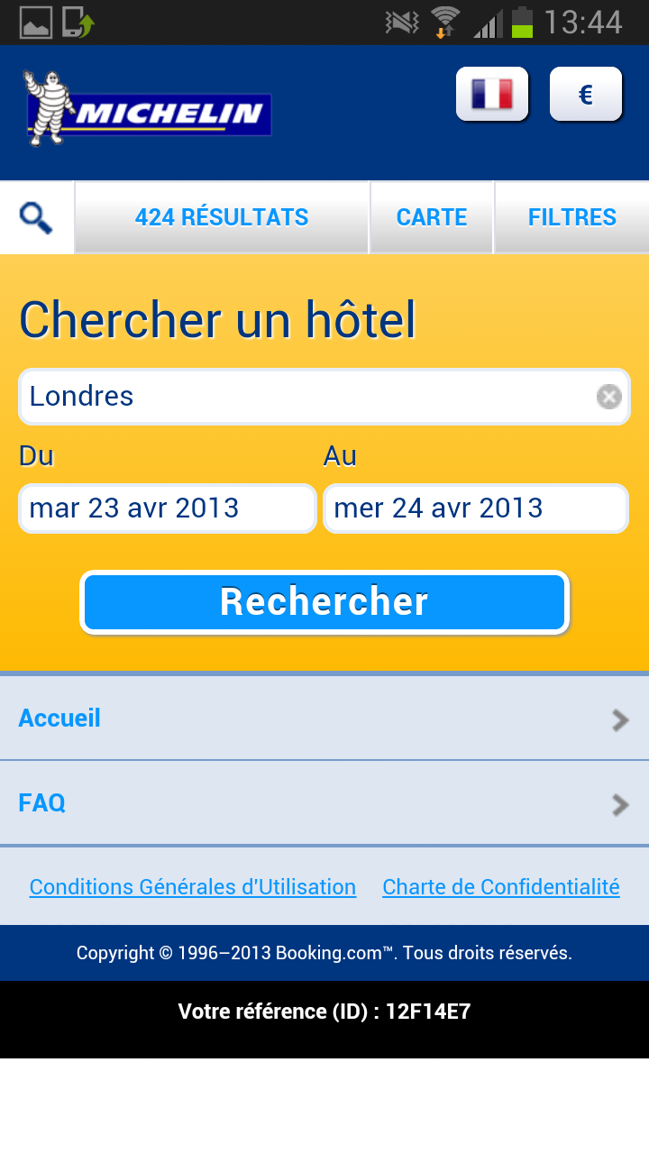 Android application MICHELIN Hotels- Booking screenshort