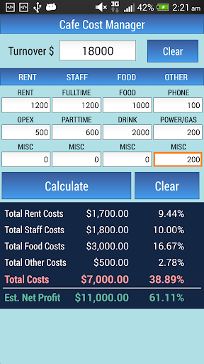 Cafe Cost Manager