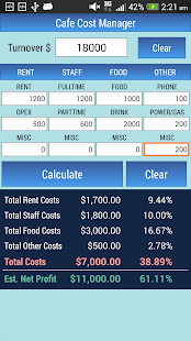 Cafe Cost Manager Screenshots 2