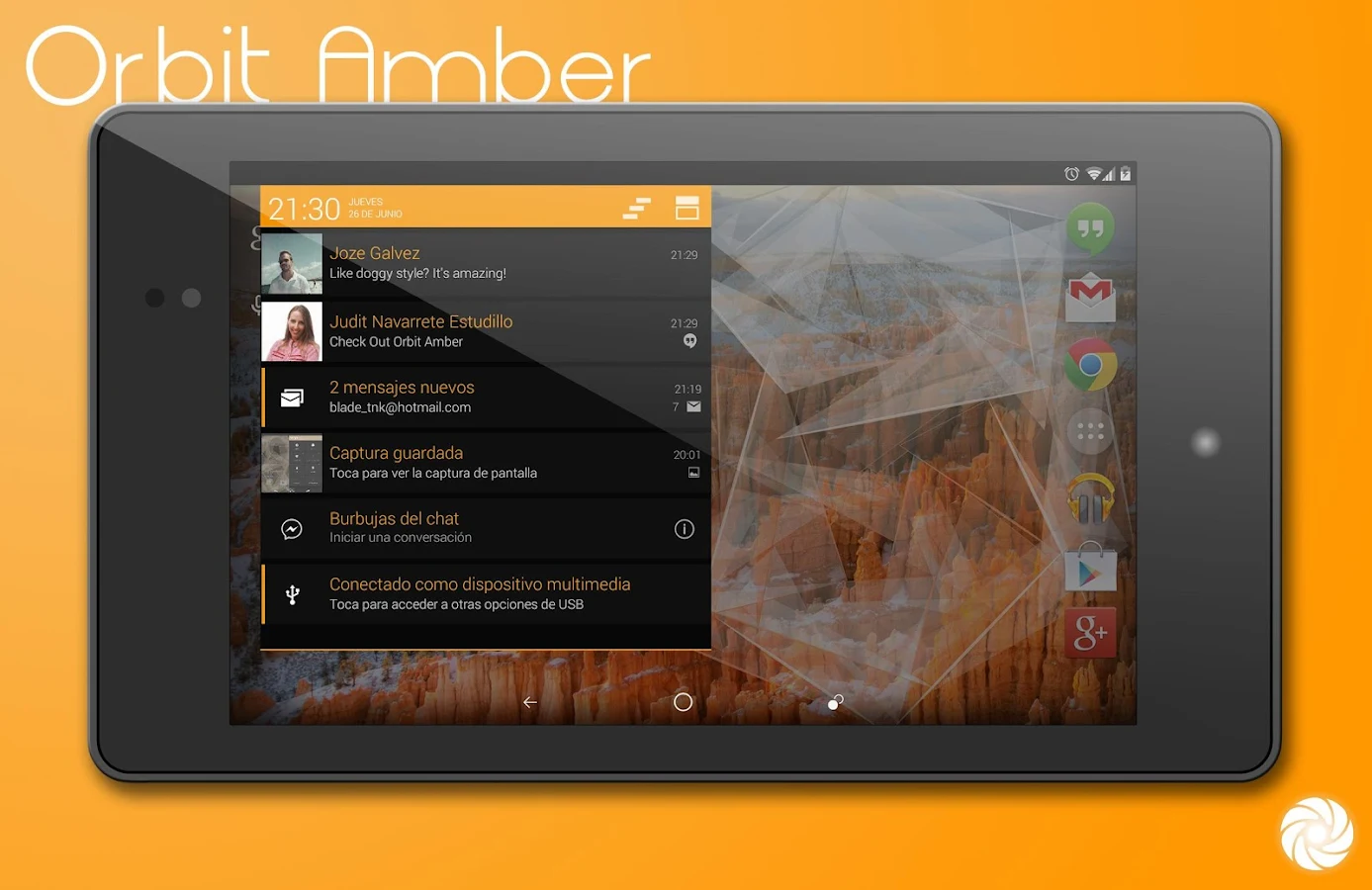 Orbit Amber Theme - CM11/PA - screenshot