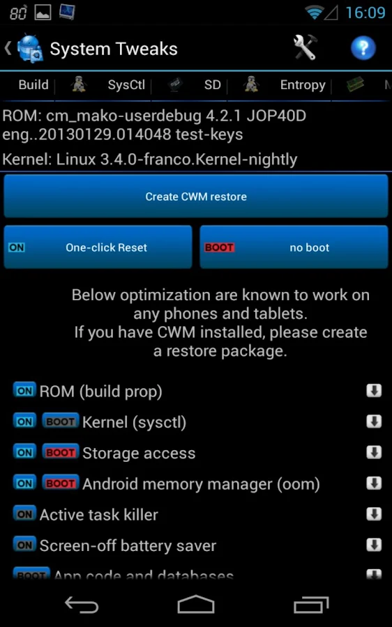 Android Tuner - screenshot