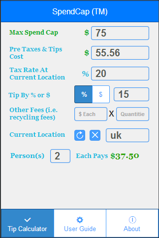 SpendCap Tax Tip Calculator