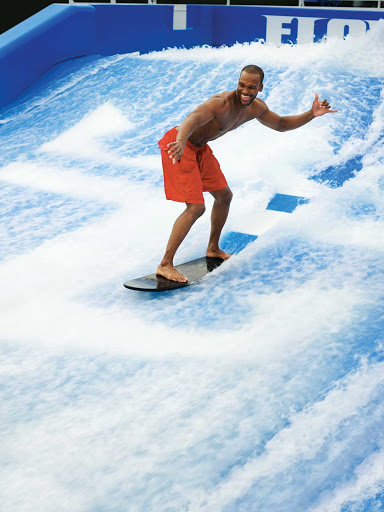  Hang ten on Liberty of the Seas' FlowRider surf simulator.