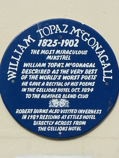 The Most Miraculous Minstrel Commemoration Plaque,  Bridge Street, Inverness