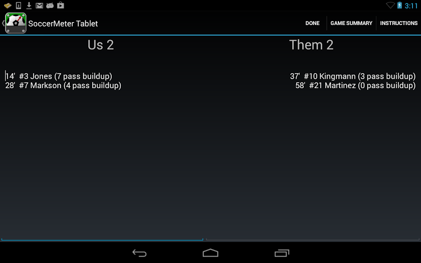 SoccerMeter Tablet Screen 3