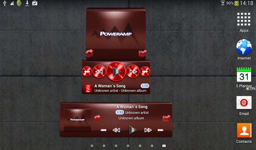 Poweramp skin widget RED METAL Screen 3
