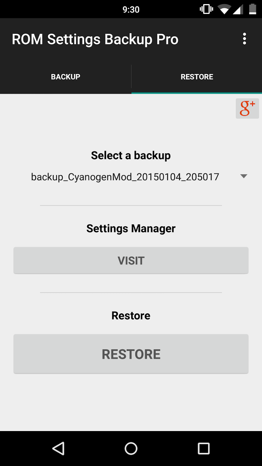 ROM Settings Backup Pro Screen 2