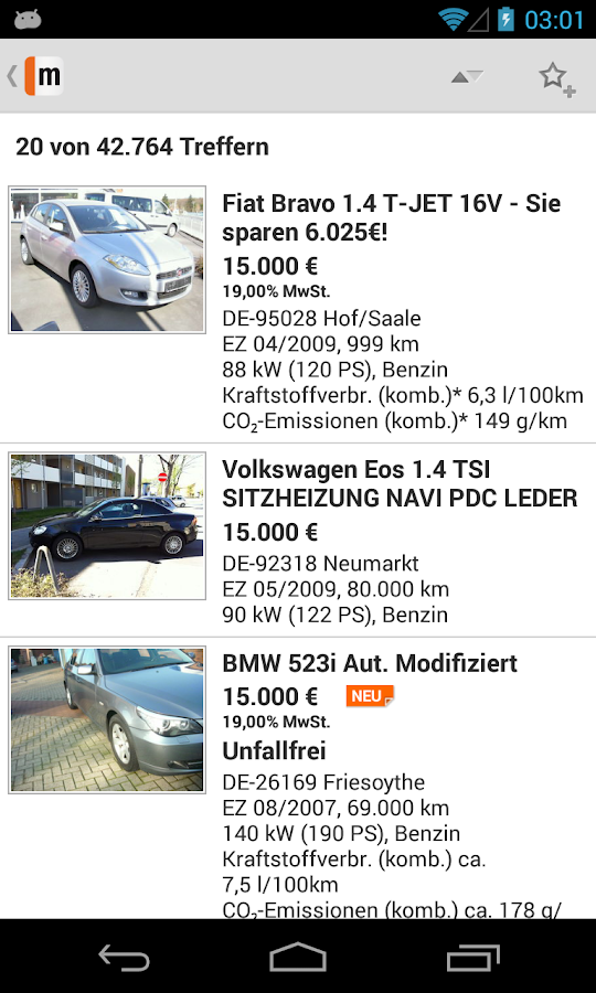 mobile.de - mobile Auto Börse - screenshot