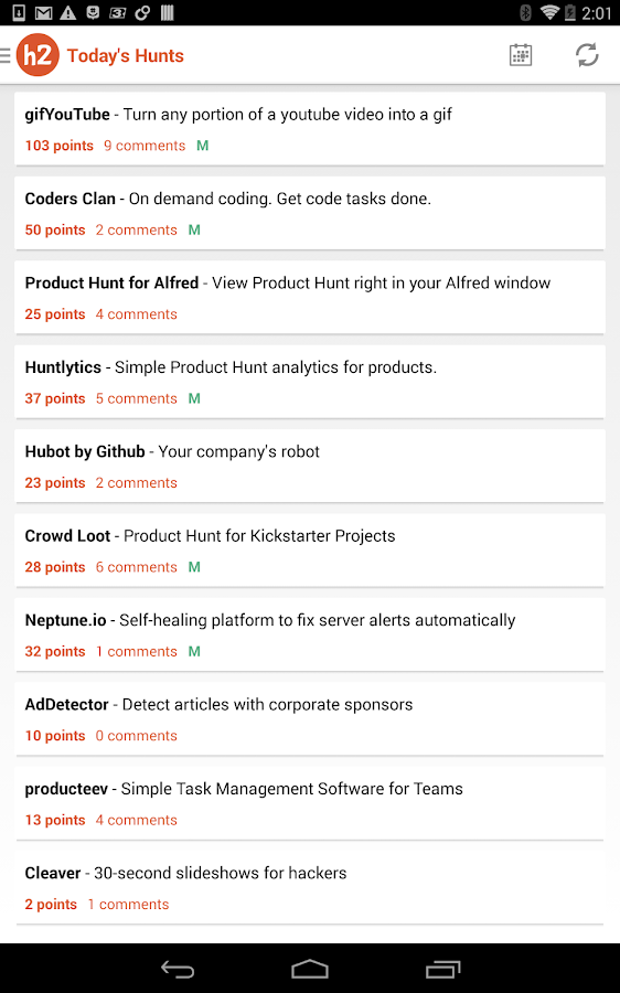    hunter2 - Product Hunt Client- screenshot  