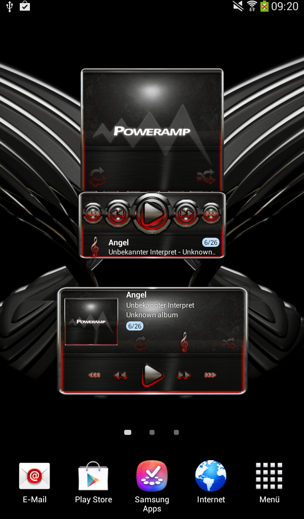 Poweramp skin widget Red Glow Screen 3