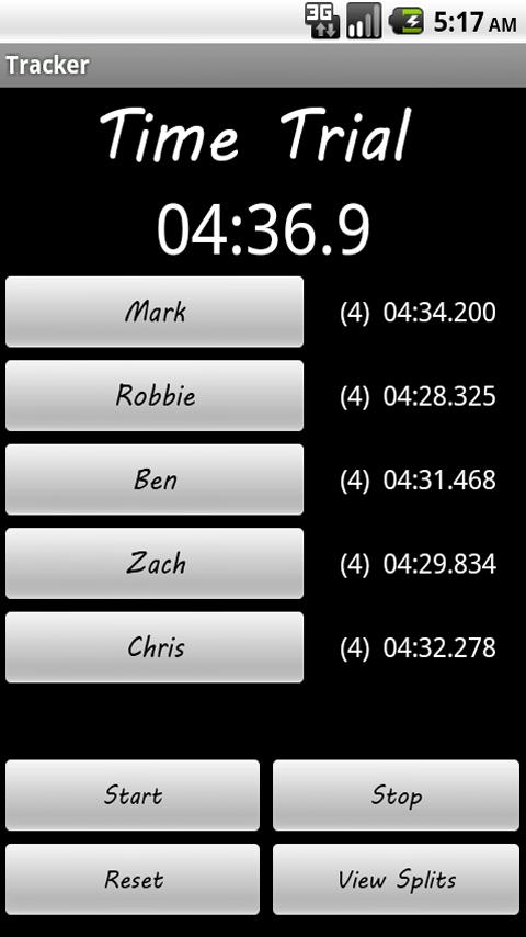 Split Tracker Screen 2