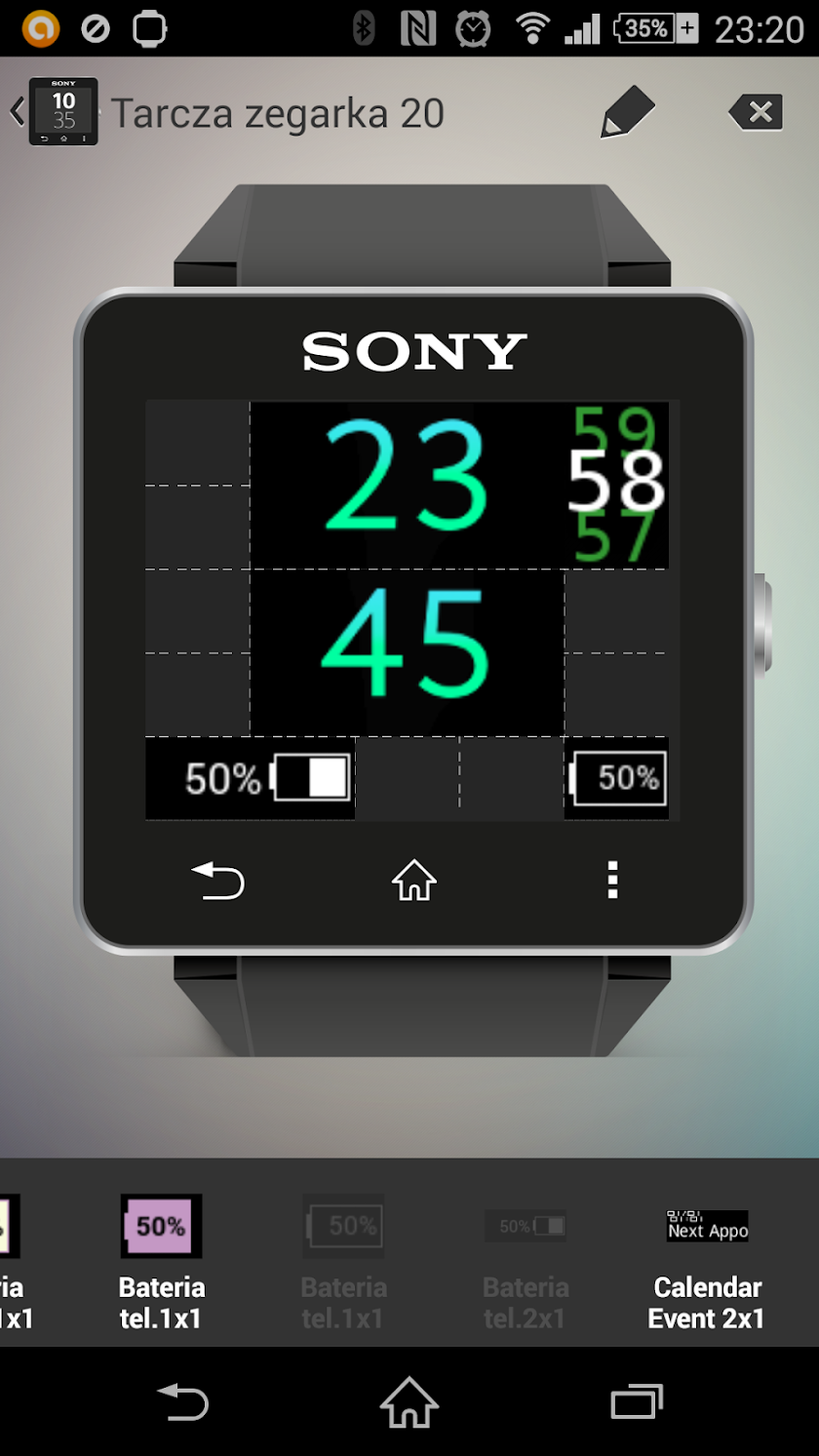 Digital Widgets Set Sony SW2 Screen 1