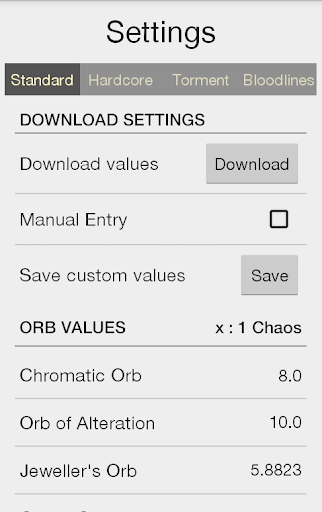 Currency Calculator for PoE