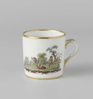 Kop, beschilderd met een landschap met vee