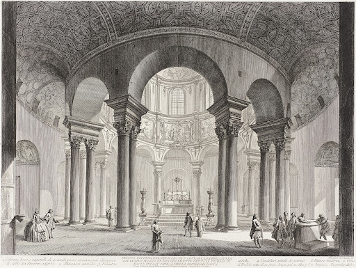 View of the interior of the Tomb of Saint Costanza, built by Constantine the Great, and erroneously called the Temple of Bacchus, now the Church of Saint Costaza.