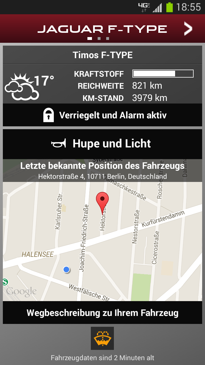 Android application Jaguar InControl Remote screenshort