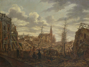 RIJKS: Johannes Jelgerhuis: The Rapenburg, Leiden, three Days after the Explosion of a Powder Ship on 12 January 1807 1807