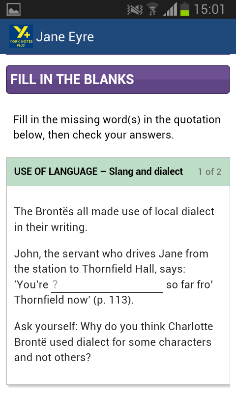 Android application Jane Eyre AS &amp; A2 screenshort