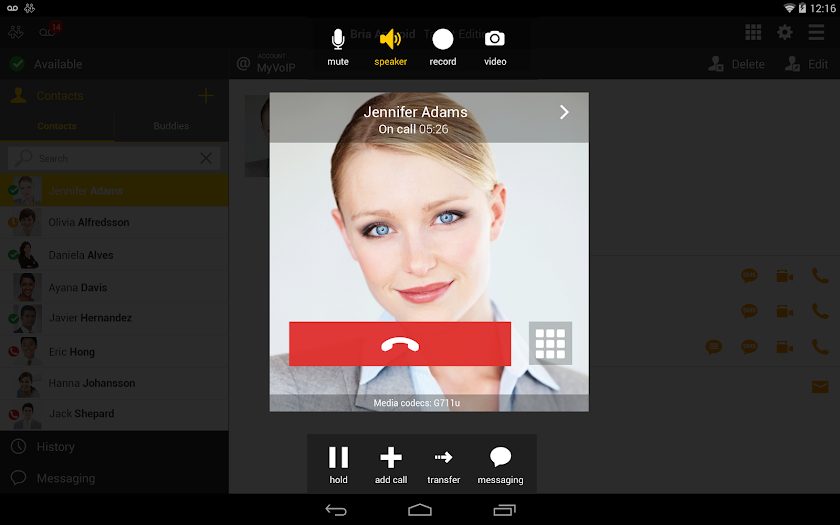 Bria Tablet VoIP SIP Softphone Screen 3