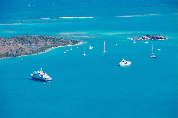 A SeaDream ship sails off the coast of Virgin Gorda in the British Virgin Islands. 