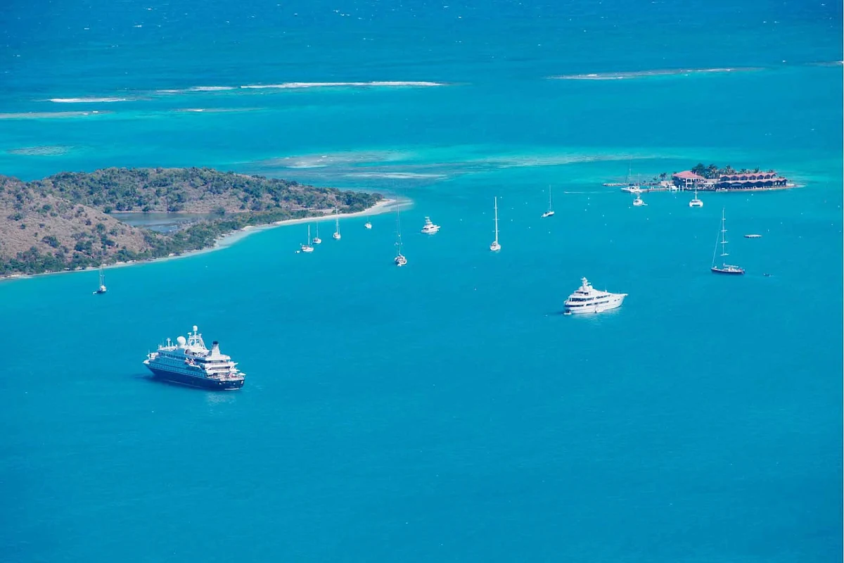 Virgin-Gorda-SeaDream - A SeaDream ship sails off the coast of Virgin Gorda in the British Virgin Islands. 