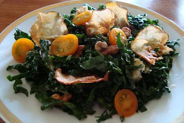 Kale Salad with Fried Pear Chips and Toasted Walnuts