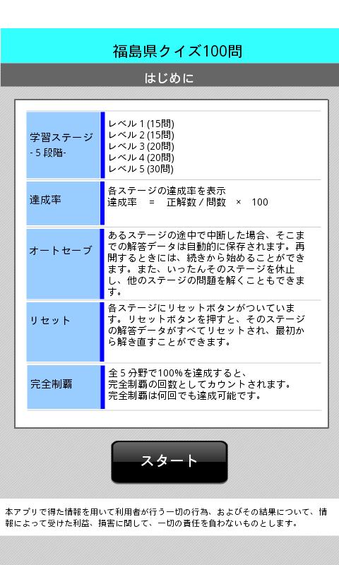 Android application 福島県クイズ１００ screenshort