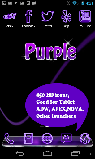 【免費個人化App】Purple Neon Complete 4 themes-APP點子